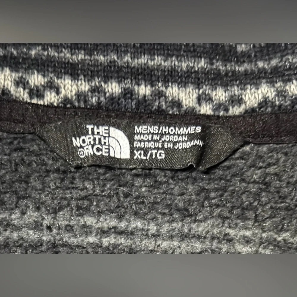 Men’s The North Face Fleece Quarter Zip Sweater w. Geometric Design - Black - XL